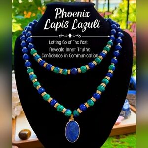 Phoenix Lapis Lazuli Blue and Green Necklace Set